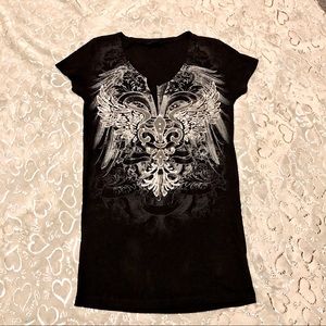 DAYTRIP Fleur de Lis Rhinestone Embellished T-shirt